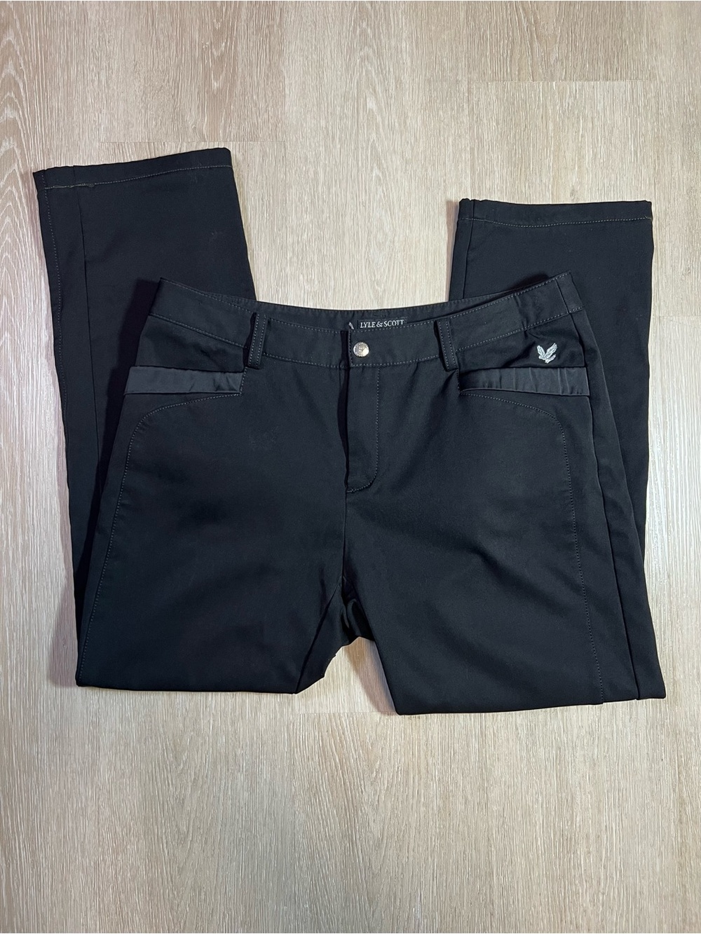 Lyle & Scott Black Slim Fleece Lined Straight Pants